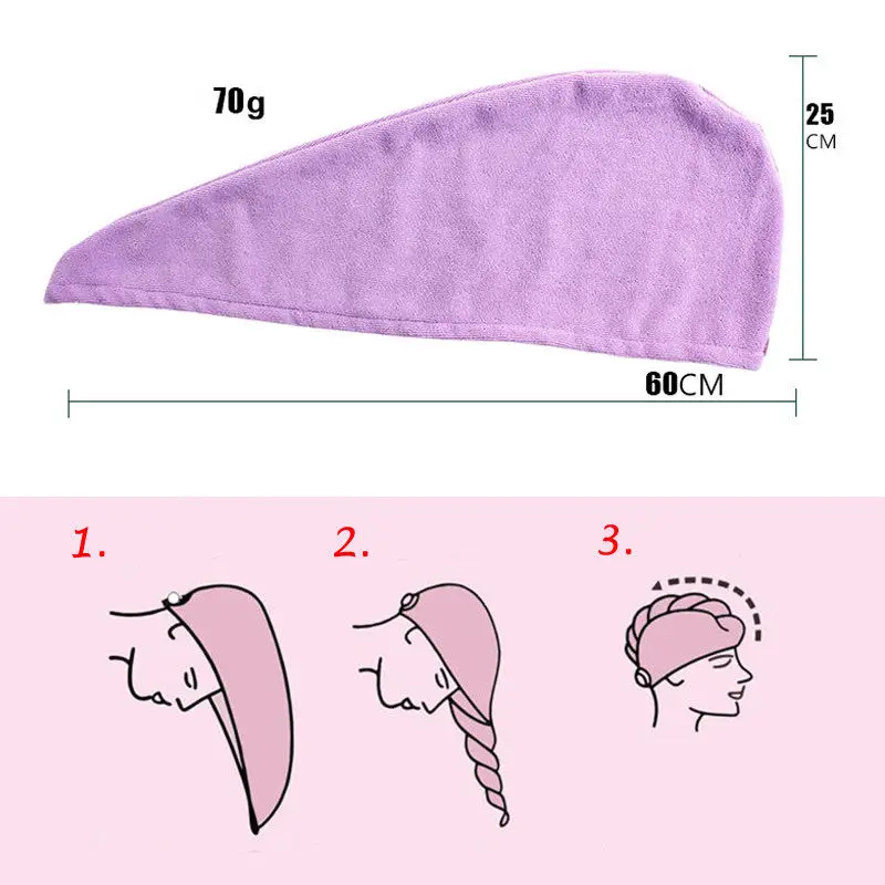 Горячая супер абсорбирующее полотенце для сушки волос тюрбан банный халат шапка тюрбан