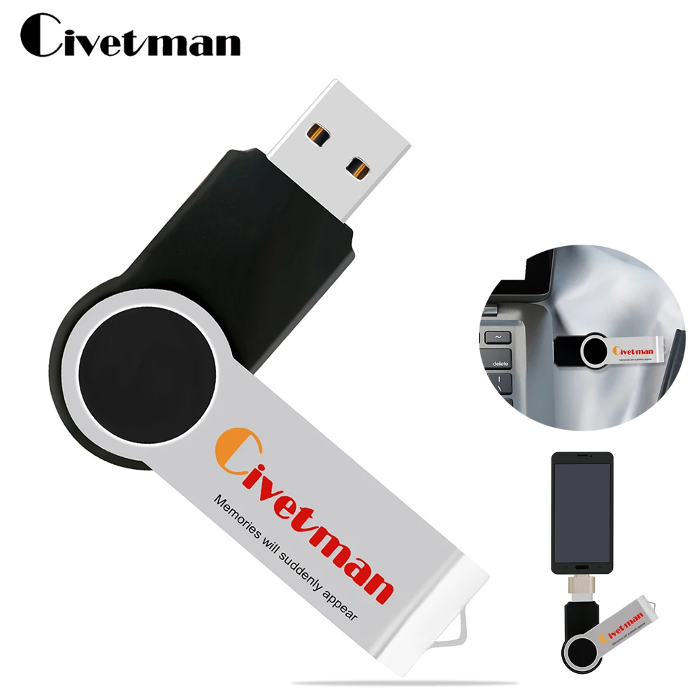 OTG USB флэш-накопитель 256 ГБ металлическое кольцо 2 0 128 мини 64 32 16 8 USB-карта памяти