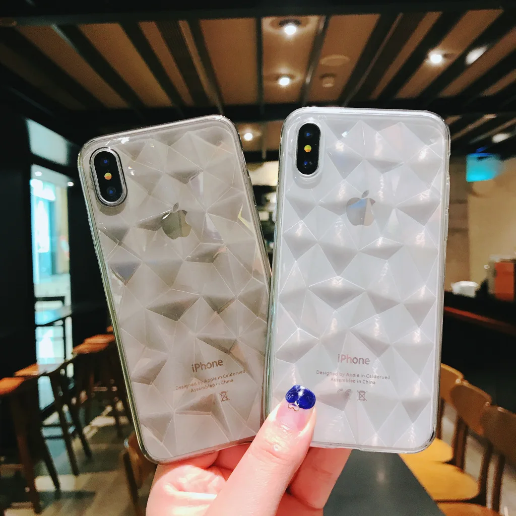 Прозрачный 3D чехол со стразами для iPhone XR XS MAX X 8 7 6 Plus мягкий из ТПУ телефона 6s
