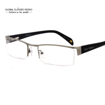 

Free shipping Classic Design Half Frame Men Stainless Steel Eyeglasses Optical Frames With Spring Hinge SM4018