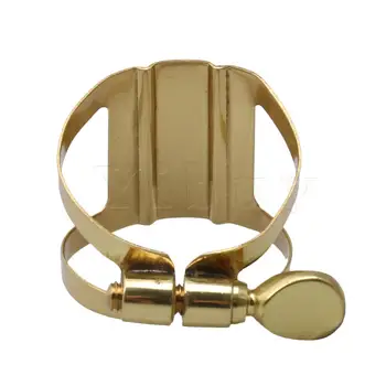 

Yibuy Tenor Sax Saxophone Mouthpiece Ligature Clip Golden Copper with Single Screw for Wind Instrument Parts