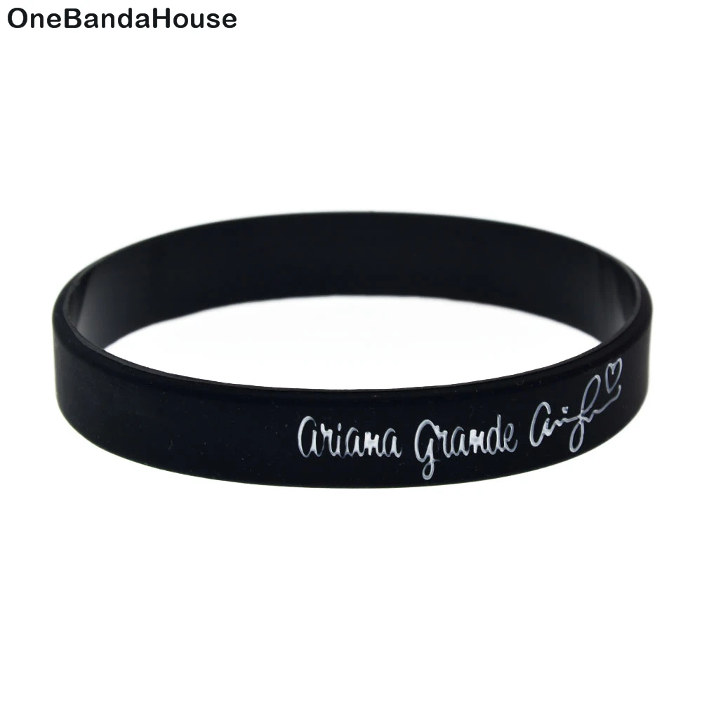 

OneBandaHouse 1PC Ariana Grande Dangerous Woman Silicone Wristband Black Fashion Gift Bangle