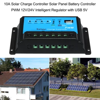 

2018 Universal 10A Solar Charge Controller Solar Panel Battery Controller PWM 12V/24V Intelligent Regulator with USB 5V