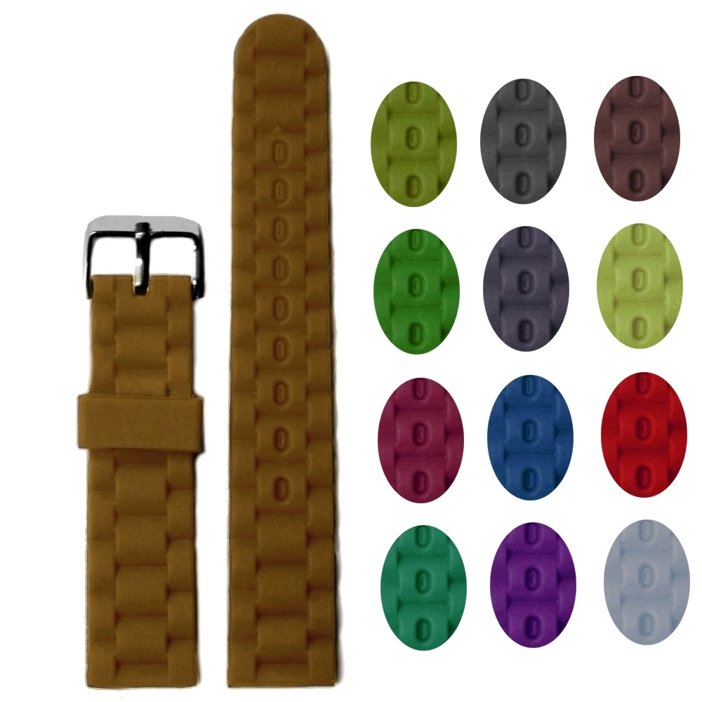 

18mm Coffee Brown Color Silicone Jelly Rubber Unisex Ladies Women Watch Band Straps WB1020C18JB