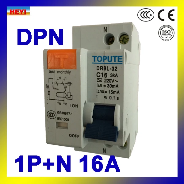 DPNL 1 P+ N выключатель остаточного тока 16A RCBO RCCB