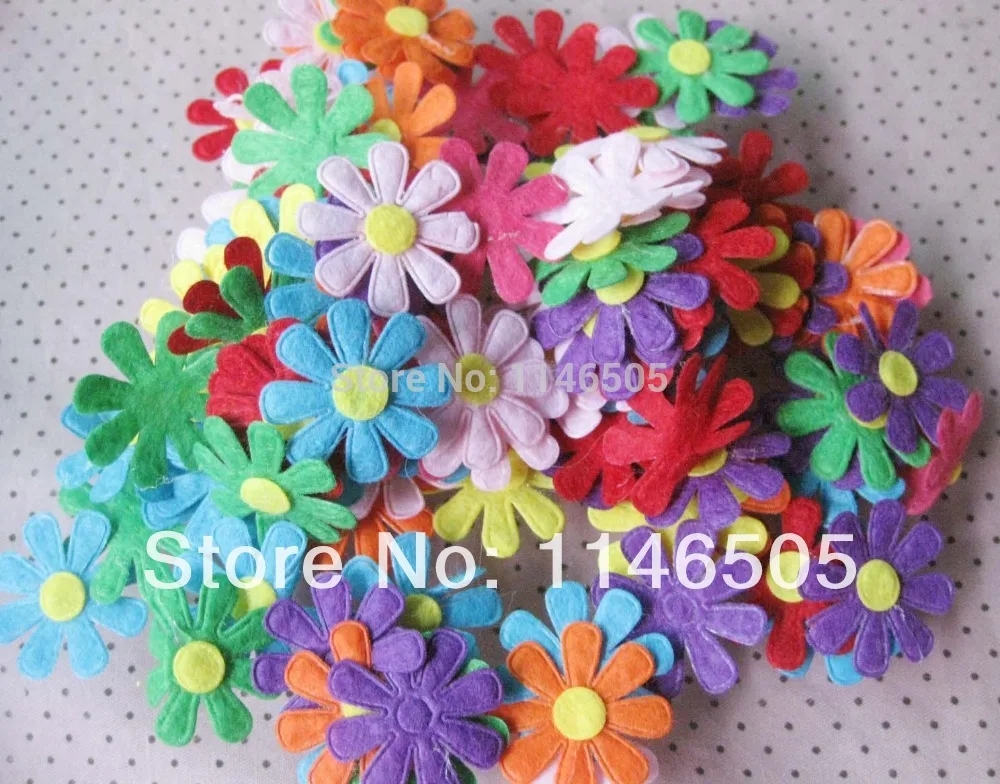 

200PCS Mixed Color Flower 28mm Felt Appliques for DIY Sewing Supplies craft accessorie Sew-On scrapbooking products