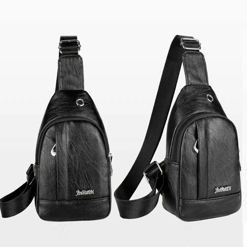 Мужская сумка для мальчиков с боковой Usb зарядкой, маленькая сумка на одно плечо, сумка для путешествий из искусственной кожи, сумка-мессенджер - Цвет: Черный