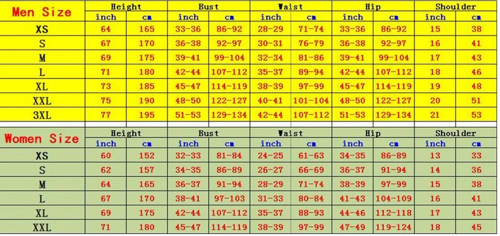 SIZE TABLE