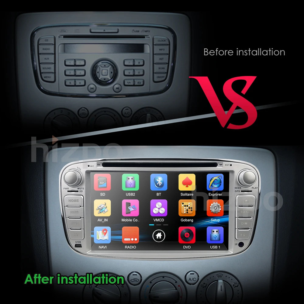 Best Hizpo 2din Car DVD Player GPS Navi for Ford Focus Mondeo Galaxy with Audio Radio Stereo Head Unit Free Canbus SWC BT CAM MAP RDS 5