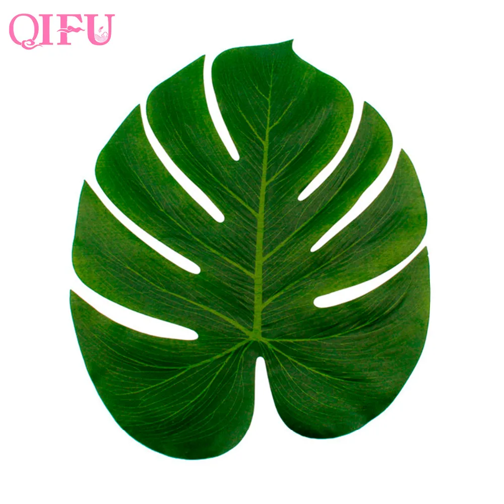 

QIFU 12pcs Artificial 35x29cm Christmas Palm Leaf Turtle Leaf Christmas Decoration for Home Leaves For Tableware Decoration 2019
