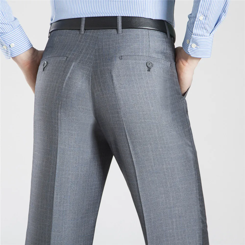 Mu Yuan Yang Повседневный длинный костюм брюки для мужчин рабочие брюки большой размер 42 44 мужской костюм брюки новые летние шелковые прямые брюки