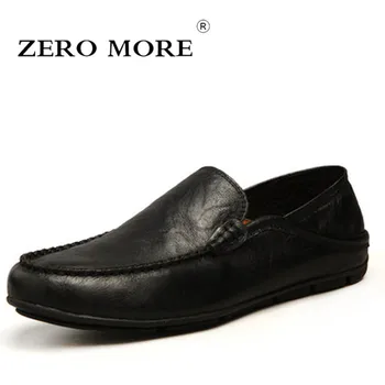 

ZERO MORE Fashion Men Shoes Casual Split Leather Slip On Men Loafers Moccasins Solid Men's Shoes British Drivings Large Sizes