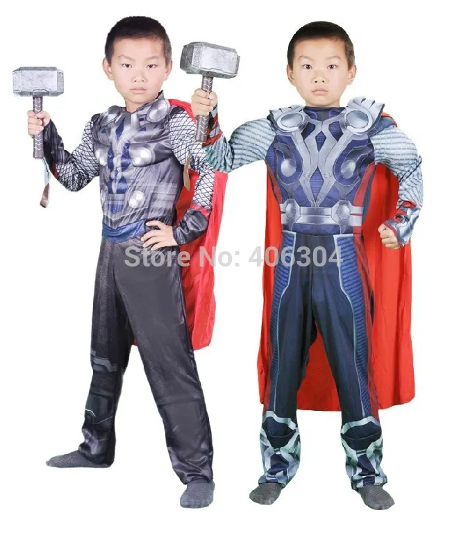 Free shipping,Avengers Movie-Boys thor costume Thor muscle party clothes Thor clothing kid for 2-12 old