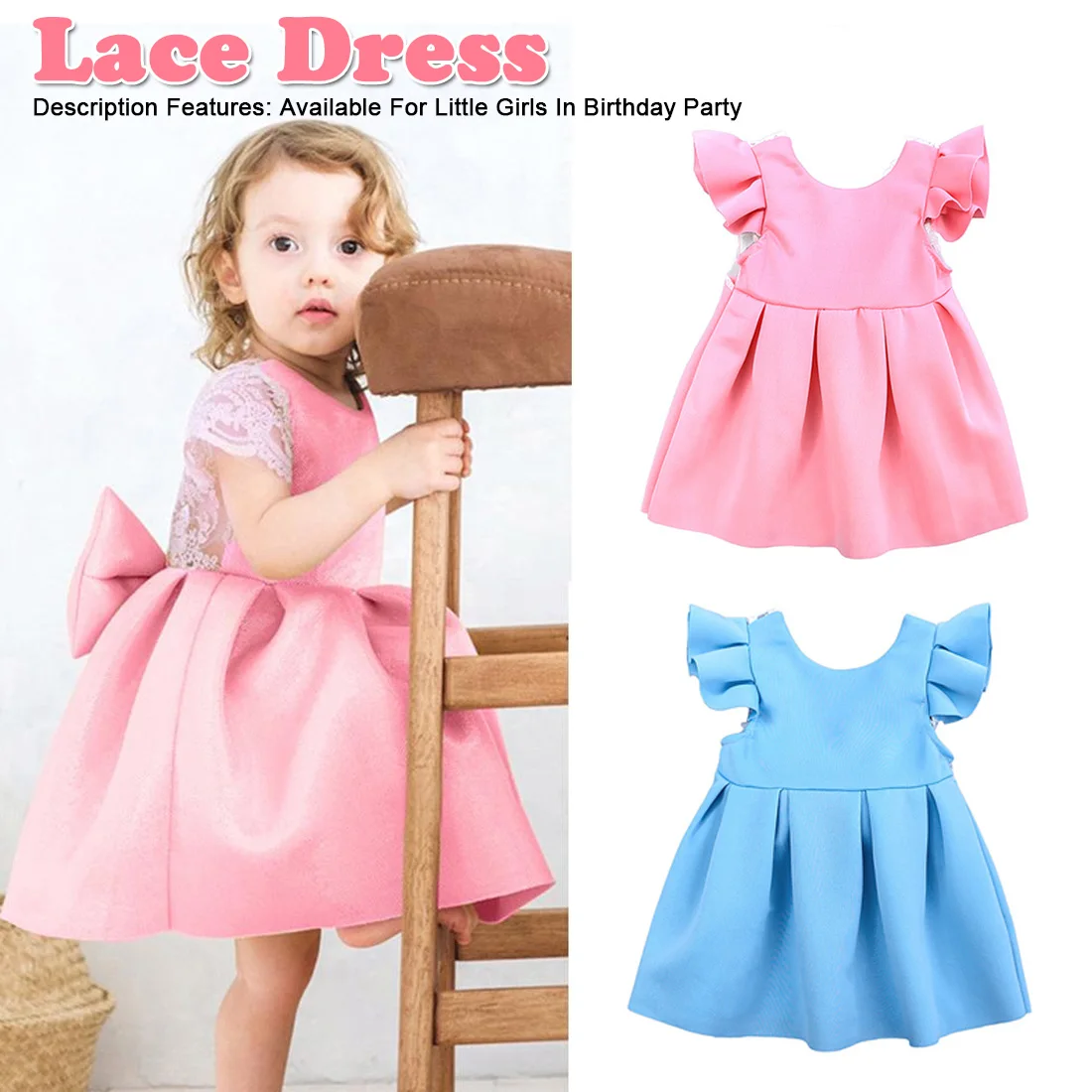 

Children Tutu Dress Backless Lovely Dress Kids Sleeveless Tulle Gown Summer Girls Lovely Fashion Tops Bow Lace Princess Dress