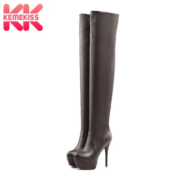 

KemeKiss Women Sexy Dance Nightclub Party Shoes Extreme High Heel Platform Women Over Knee Boots Thigh High Boots Size 32-46