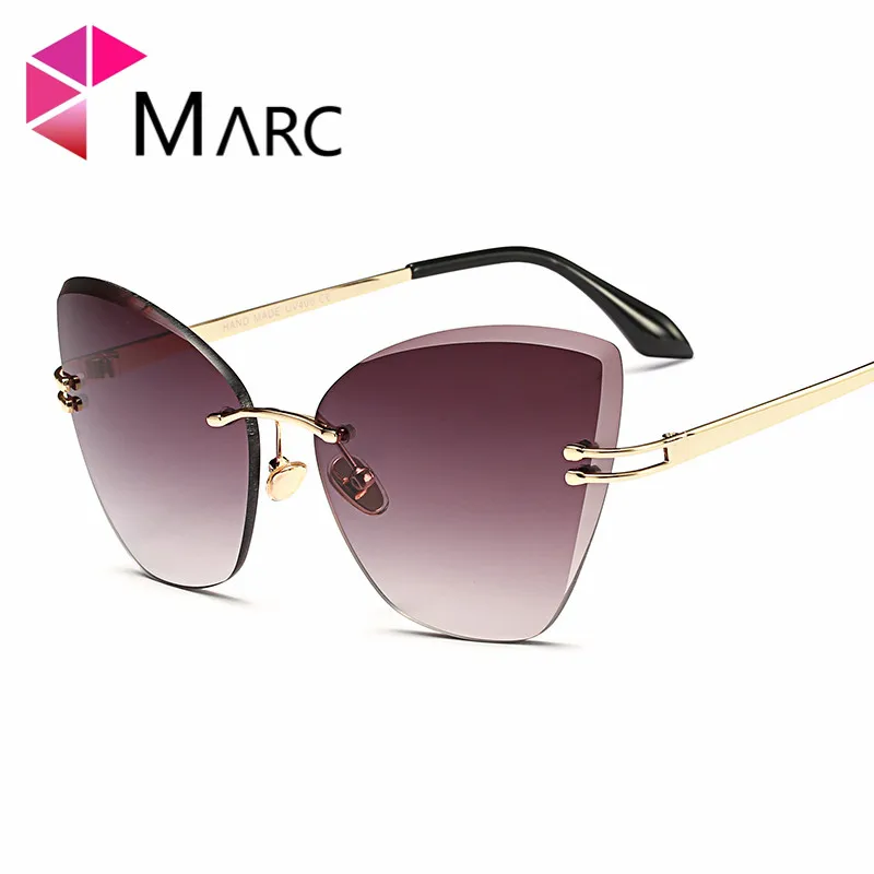 

MARC Eyewear designer sunglasses Clear Oculos Cat eye Gradient Rimless Brand Butterfly Polycarbonate Women Trend fashion UV400