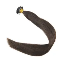 Полный блеск 100% remy наращивание волос предварительно скрепленные плоский кончик волос цвет #2 темно-коричневый 0,8 г/прядь 40 г посылка плоский