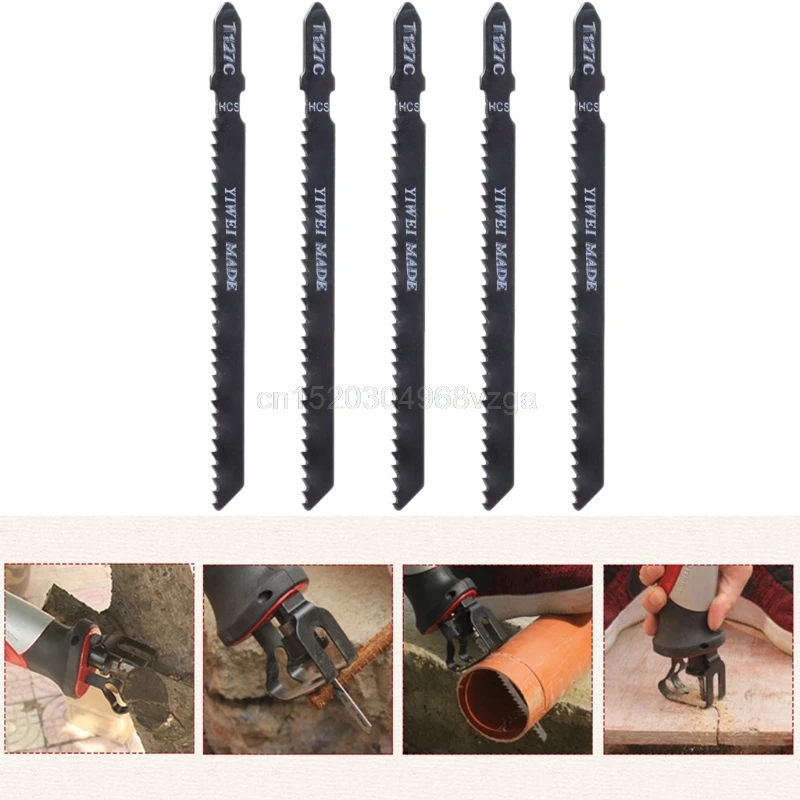 

5 Pcs T127C 4 Inch HCS T-Shank Jigsaw Blades Set For Wood Fast Cutting F26 Dropshipping