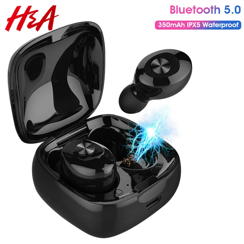 

H&A XG12 TWS Bluetooth 5.0 Earphone Stereo Wireless Earbus HIFI Sound Sport Earphones Headphones Game Headset with Mic for Phone