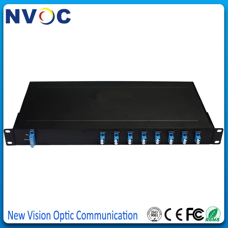 8-канальный CWDM Mux или DEMUX 1U 19 дюймов Al Rack 1*8 двойной волоконный выход порт LC 1470-1610nm
