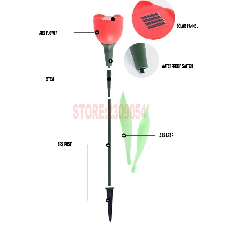 4 шт./лот Водонепроницаемый IP65 открытый сад газона свет Солнечный свет цветок тюльпана питание Светодиодные лампы для газонов цветок лампы Прямая