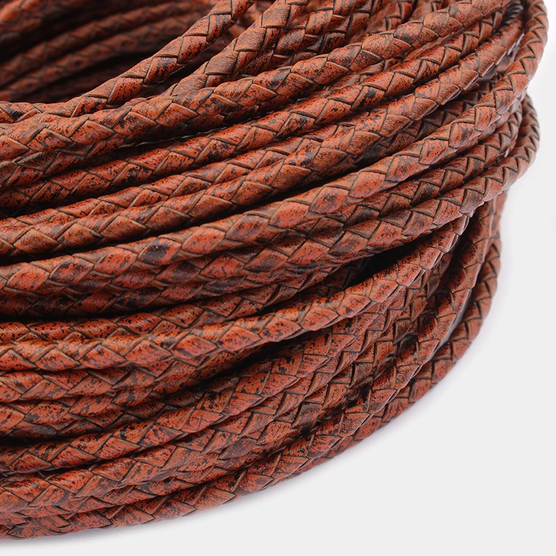 

2Meters 3mm 5mm Round Braided Genuine Leather Cord Coffee Cow Leather Cords String Rope Bracelets Findings DIY Jewelry Making