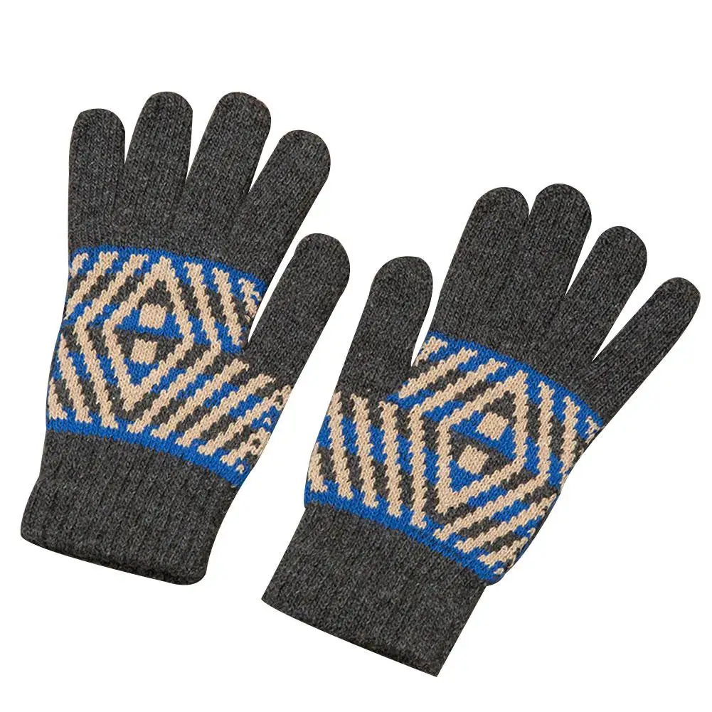 

Men Outdoor Cycling Geometric Print Full Finger Gloves Winter Knitted Mittens Hot