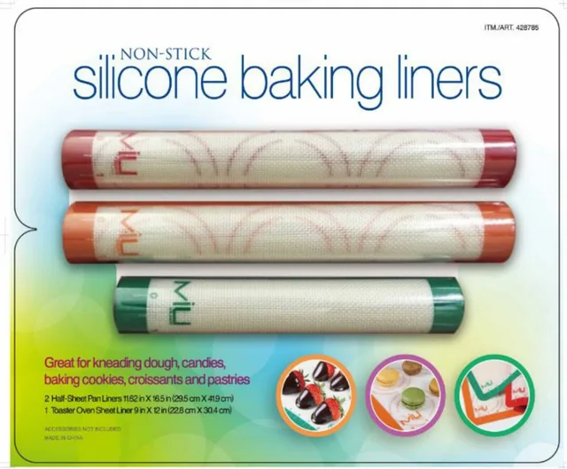 MIUfrance Set of 3 Non Stick Silicone Baking Liner 2 Half Sheet Pan 1