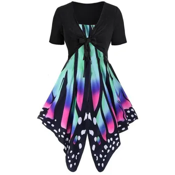 

Women's Summer Fresh Butterfly Print Dress Sling Pullover Two-piece Set High Waist Vintage Dress Women New#45