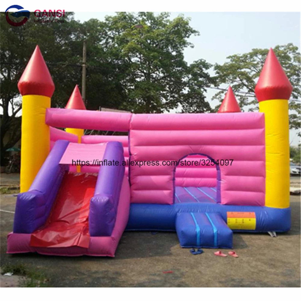 

Pink priness inflatable bouncy castle for jumping 8m*5m*4m high quality jump castles funny inflatable castle with slide for girl