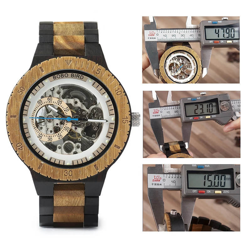 BOBO BIRD деревянные механические часы Reloj masculino мужские часы лучший бренд класса люкс часы с браслетом из бисера Orologio da uomo