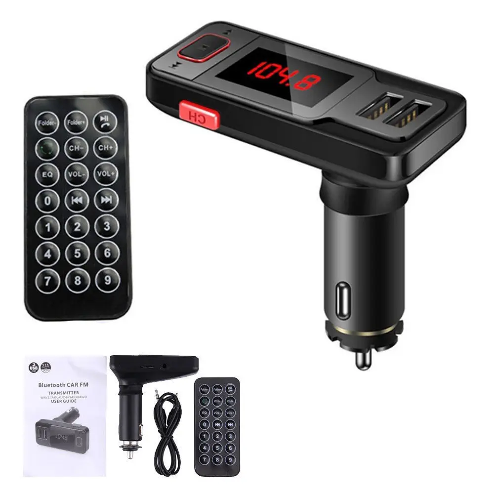 AGETUNR Bluetooth Car Kit Handsfree Set FM Transmitter MP3 Music Player 5V 2.1A USB Charger Support Micro SD Card 4G-32G | Автомобили и