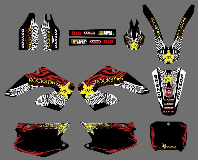 

0558 Star Black NEW STYLE TEAM DECALS STICKERS Graphics For Honda CR125 CR250 2000 2001 CR 125 250