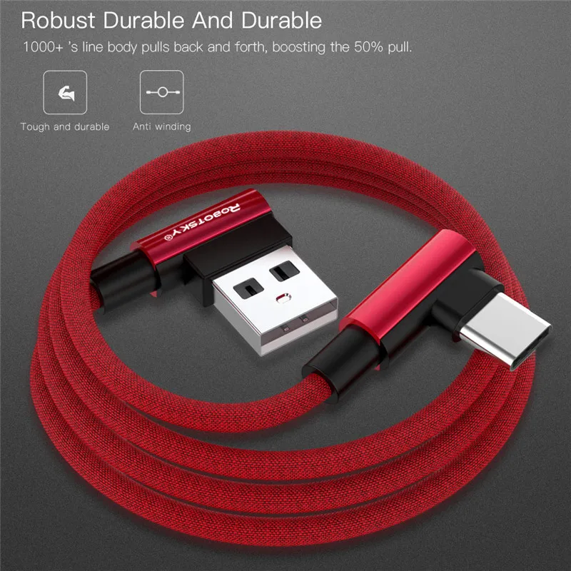 2.4A USB Type C кабель для зарядки 90 градусов 3 1 передачи данных зарядное устройство код