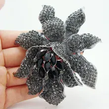 Классический черный кристалл брошь булавка стразы большие цветы Орхидея Броши Булавки женские ювелирные изделия