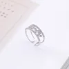 MENGJIQIAO-bague en zircone cubique coréenne pour femmes, bague en cœur, Double couche ouverte, à la mode délicate, Micro pavé, nouveauté 2022 ► Photo 3/5