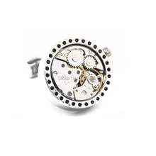 Promotion Non-Functional Watch Movement Cufflinks With Crystal Lepton Brand cufflinks Steampunk Gear Immovable Watch cuff links