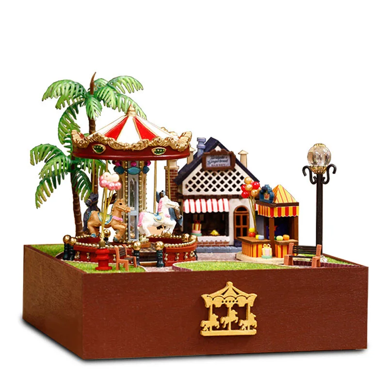 DIY Кукольный дом Merry-Go-Around деревянная миниатюрная кукла дома мебель набор коробка головоломка сборные игрушки для женщин детей