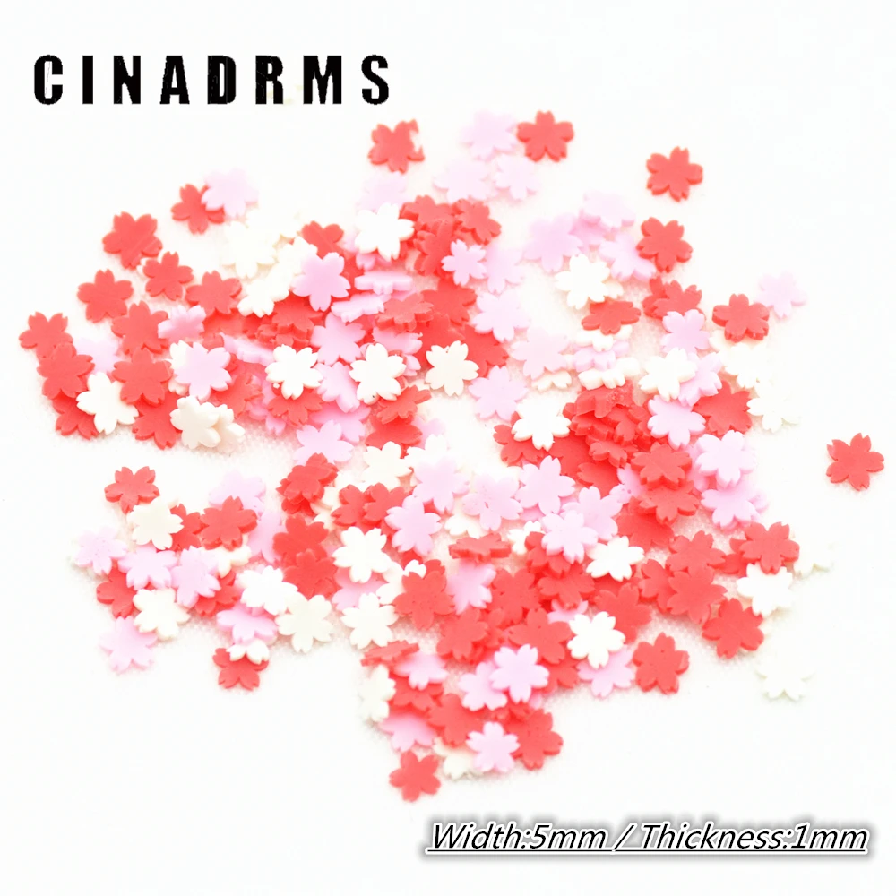 

10 gram 5mmX1mm Three-Color Tiny Fimo Clay Flowers,Fimo Clay Embellishment Sakura,Flatback Scrapbooking Miniatures,Home Deco