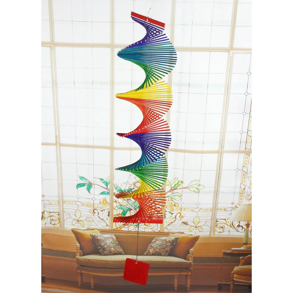 Rainbow Color Spiral Wind Garden Park Tent Charm Hanging Spinner 5 Size 