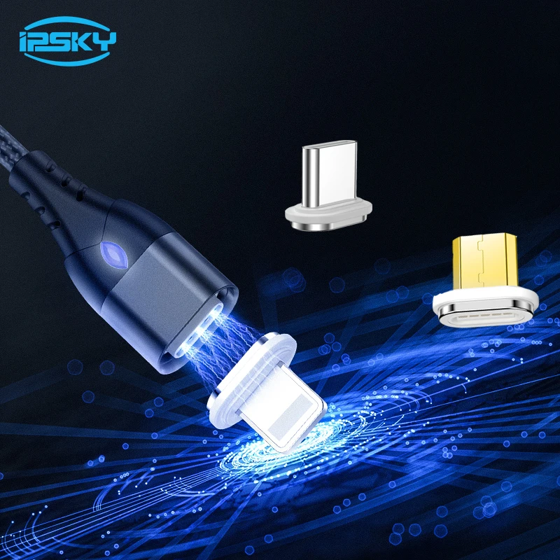 

IPSKY 3A Magnetic Cable MicroUSB USB C Fast Charging Cord Cables 3 in 1 Phone Cable For Iphone Lightning Clamp Wire For Xiaomi