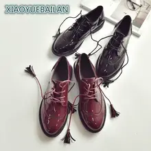 Осень г. стиль, Резные узоры, кружева ИБП, Ленточки, кожаные ботинки, Для женщин обувь