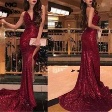 Г. пикантные Новое поступление выпускные платья Burgundy с блестками спинки Формальное вечернее бальное платье в виде русалки платья для выпускного вечера для женщин