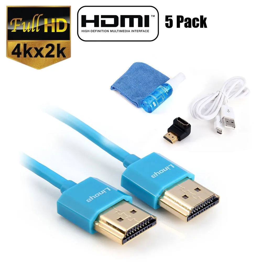 

Linoya 5-in-1 HDMI Cable Kit V2.0 4K 18Gbps Colorful HDMI Connector Super Speed for HDTV / Projector / Computer / TV Box / etc.