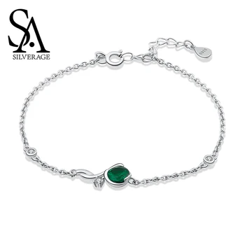 

SA SILVERAGE Night Elf S925 Sterling Silver Bracelet Female Korean Simple Style Chain Link Bracelets Feminina Bangles for Women