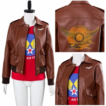 

2 Pcs Avengers Captain Cosplay Costume Carol Danvers U.S. Air Force T Shirt Jacket Costume Girls Women Coat Carnival