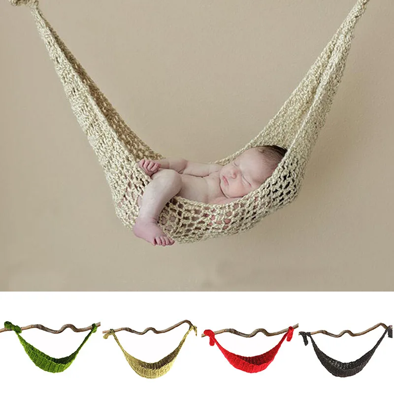 Knitted Hammock Newborn Photography Props Hanging Bed Infant Baby