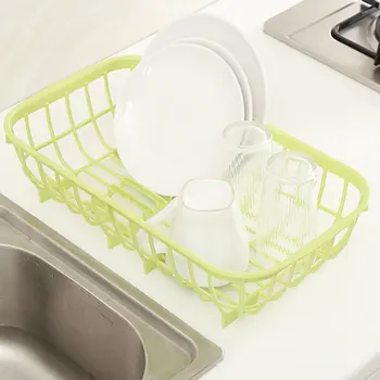 

Kitchen Dish Drainer Drying Rack collecting storage basket combination green white with diversion tray