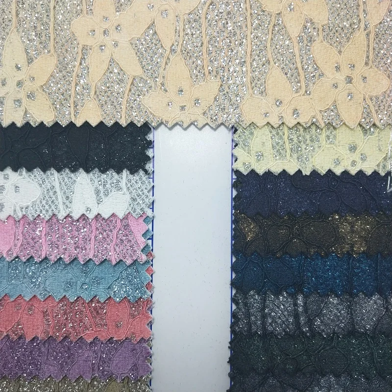 

91x134cm Synthetic Leather, Lace Glitter Leather Vinyl Fabric PU Leather DIY accessories P2143