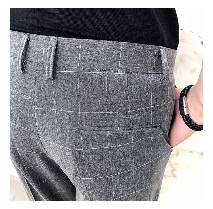 Новая мужская одежда, клетчатые брюки, деловые повседневные облегающие модные классические ретро клетчатые брюки, британский стиль, офисные штаны